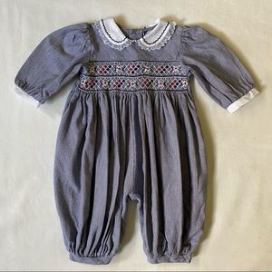 Carriage Boutiques Baby One-Piece size 3 Months. Smocking Gingham Checked Blue